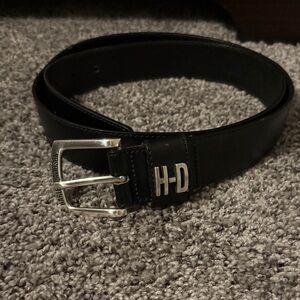 Harley-Davidson Black Leather Belt with Silver Buckle